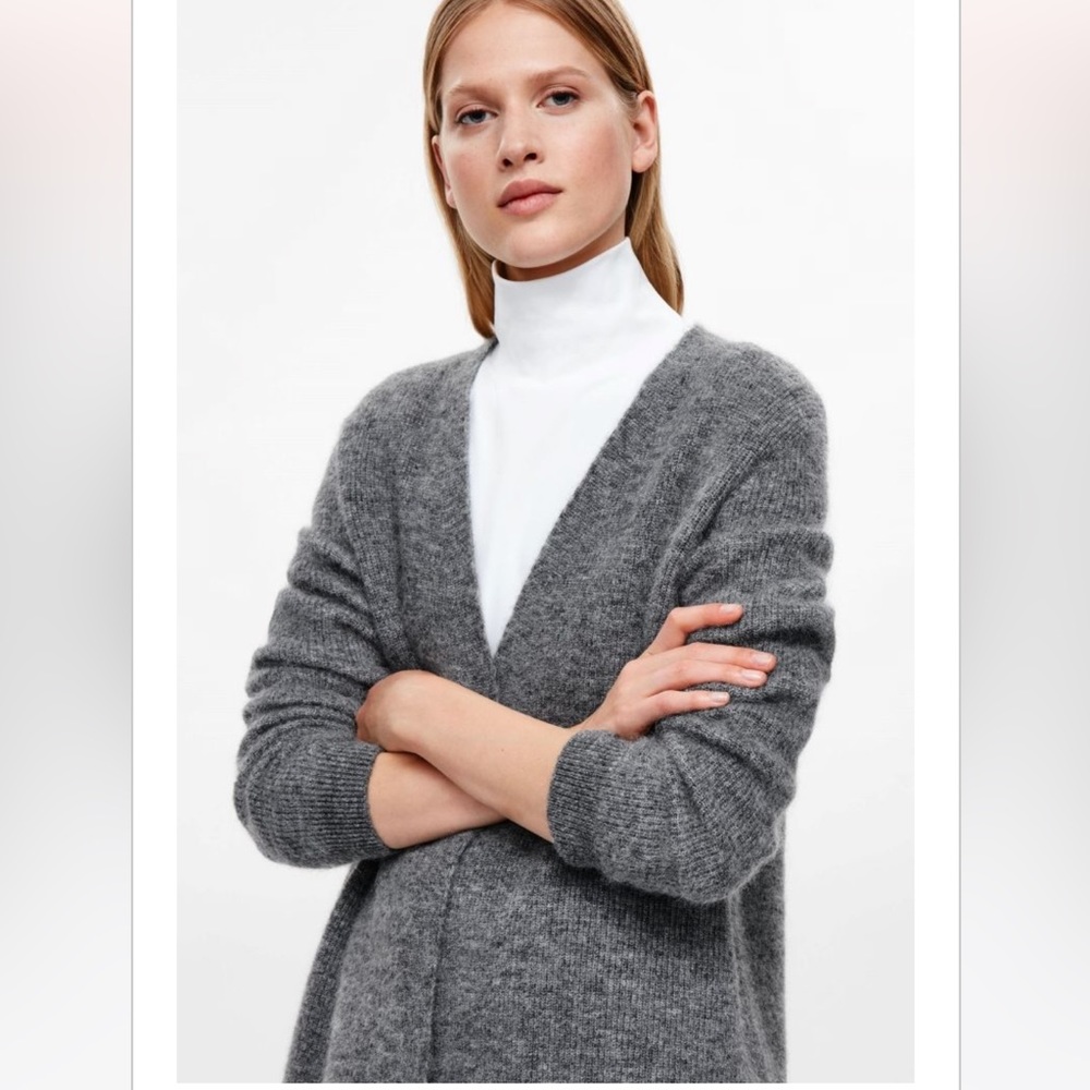 COS Gray Mohair Cardigan